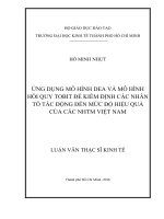 Ứng dụng mô hình DEA và mô hình hồi quy tobit để kiểm định các nhân tố tác động đến mức độ hiệu quả của các ngân hàng thương mại việt nam 