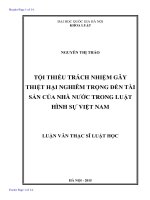 Luận văn Thạc sĩ Luật học Tội thiếu trách nhiệm gây thiệt hại nghiêm trọng đến tài sản của Nhà nước trong luật hình sự Việt Nam trùng