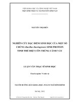 Luận văn Thạc sỹ Sinh học Nghiên cứu đặc điểm sinh học của một số chủng Bacillus Thuringiensis sinh Protein tinh thể diệt côn trùng cánh vảy