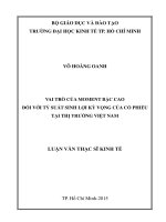 Vai trò của moment bậc cao đối với tỷ suất sinh lợi kỳ vọng của cổ phiếu tại thị trường việt nam 