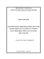 Giải pháp hoàn thiện hoạt động quản trị nguồn nhân lực tại công ty cổ phần xuất nhập khẩu thủy sản an giang đến năm 2025 
