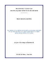 Luận văn thạc sĩ tác động của chính sách miễn, giảm học phí đến tỷ lệ tới trường của học sinh THCS và THPT đồng bằng sông cửu long 