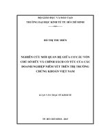 Nghiên cứu mối quan hệ giữa cơ cấu vốn chủ sở hữu và chính sách cổ tức của các doanh nghiệp niêm yết trên thị trường chứng khoán việt nam 