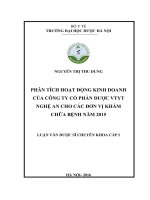 Phân tích hoạt động kinh doanh của công ty cổ phần dược VTYT nghệ an cho các đơn vị khám chữa bệnh năm 2015 