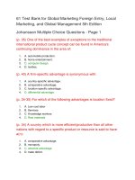 61 test bank for global marketing foreign entry 