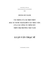 Tác động của sự hiện diện đầu tư nước ngoài đến cấu trúc vốn của các công ty niêm yết trên TTCK việt nam 
