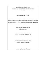 Hoàn thiện công tác tổ chức kế toán doanh nghiệp nhỏ và vừa trên địa bàn tỉnh trà vinh 