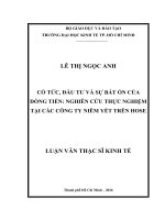 Cổ tức, đầu tư và sự bất ổn của dòng tiền nghiên cứu thực nghiệm tại các công ty niêm yết trên hose 
