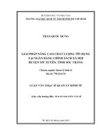 Giải pháp nâng cao chất lượng tín dụng tại ngân hảng chính sách xã hội huyện mỹ xuyên, tỉnh sóc trăng  luận văn thạc sĩ 2016 