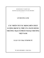 Các nhân tố tác động đến chất lượng dịch vụ thẻ của ngân hàng TMCP việt nam 