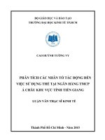 Phân tích các nhân tố tác động đến việc sử dụng thẻ tại ngân hàng TMCP á châu khu vực tỉnh tiền giang 