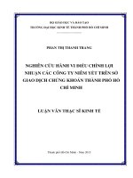 Nghiên cứu hành vi điều chỉnh lợi nhuận các công ty niêm yết trên sở giao dịch chứng khoán TP  HCM 