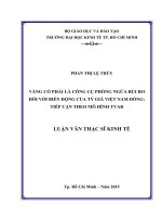 Vàng có phải là công cụ phòng ngừa rủi ro đối với biến động của tỷ giá việt nam đồng tiếp cận mô hình TV AR 
