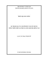 Sự tham gia của người dân vào xây dựng nông thôn mới tại thị xã long khánh, đồng nai  luận văn thạc sĩ 2016 