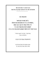 Mối quan hệ giữa tính thanh khoản của cổ phiếu, hiệu quả quản trị công ty và giá trị doanh nghiệp của các doanh nghiệp niêm yết việt nam 
