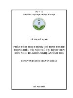 Phân tích hoạt động chỉ định thuốc trong điều trị nội trú tại bệnh viện hữu nghị đa khoa nghệ an năm 2015 
