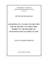 Ảnh hưởng của văn hóa tổ chức đến chia sẻ tri thức của nhân viên nghiên cứu trường hợp các ngân hàng thương mại cổ phần tại tỉnh cần thơ 