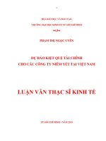 Dự báo kiệt quệ tài chính cho các công ty niêm yết tại việt nam 
