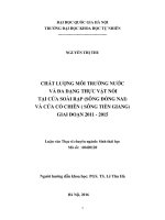 Chất lượng môi trường nước và đa dạng thực vật nổi tại cửa Soài Rạp (sông Đồng Nai) và cửa Cổ Chiên (sông Tiền Giang) giai đoạn 2011 -2015
