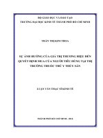 Sự ảnh hưởng của giá trị thương hiệu đến quyết định mua của người tiêu dùng tại thị trường thuốc thú y thủy sản 