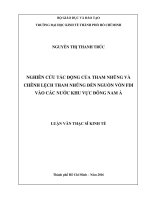 Nghiên cứu tác động của tham nhũng và chênh lệch tham nhũng đến nguồn vốn FDI vào các nước khu vực đông nam á 
