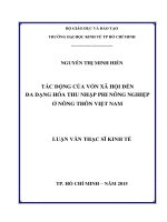 Tác động của vốn xã hội đến đa dạng hóa thu nhập phi nông nghiệp ở nông thôn việt nam 