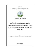 Phân tích danh mục thuốc đã sử dụng tại bệnh viện đa khoa huyện quan hóa tỉnh thanh hóa năm 2015 