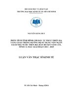 Phân tích tình hình chi đầu tư phát triển hạ tầng giao thông đường bộ sử dụng vốn ngân sách nhà nước trên địa bàn huyện năm căn, tỉnh cà mau giai đoạn 2011 2015 