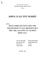 Hoàn thiện kế toán tiêu thụ thành phẩm và xác định kết quả tiêu thụ tại công ty cổ phần Động Lực