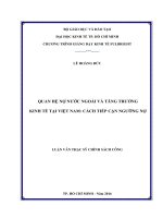 Quan hệ nợ nước ngoài và tăng trưởng kinh tế tại việt nam  cách tiếp cận ngưỡng nợ 