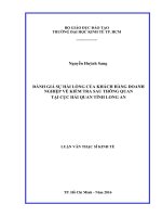 Đánh giá sự hài lòng của khách hàng doanh nghiệp về kiểm tra sau thông quan tại cục hải quan tỉnh long an 