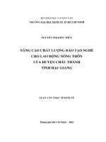 Nâng cao chất lượng đào tạo nghề cho lao động nông thôn của huyện châu thành, tỉnh hậu giang 