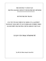 Các yếu tố giải thích tác động của lạm phát ngoài kỳ vọng đến tỷ suất sinh lợi cổ phiếu theo ngành trên thị trường chứng khoán việt nam kiểm định thị trường hiệu quả 