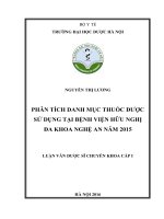 Phân tích danh mục thuốc được sử dụng tại bệnh viện hữu nghị đa khoa nghệ an năm 2015 