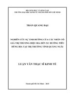 Nghiên cứu sự ảnh hưởng của các nhân tố giá trị thương hiệu bia đến xu hướng tiêu dùng bia tại thị trường tỉnh quảng ngãi 