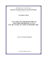 Các nhân tố ảnh hưởng đến sự thay đổi chi phí đầu tư của các dự án đầu tư công ở tỉnh bến tre 