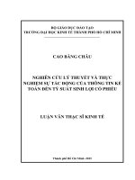 Nghiên cứu lý thuyết và thực nghiệm sự tác động của thông tin kế toán đến tỷ suất sinh lợi cổ phiếu 