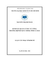 Luận văn thạc sĩ đánh giá quả lý đầu tư công trường hợp huyện u minh tỉnh cà mau 