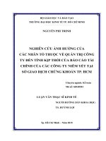 Nghiên cứu ảnh hưởng của các nhân tố thuộc về quản trị công ty đến tính kịp thời của báo cáo tài chính của các công ty niêm yết tại sở giao dịch chứng khoán thành phố hồ chí minh 