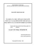Tác động của thực tiễn quản trị nguồn nhân lực và loại hình sở hữu đến kết quả hoạt động của các doanh nghiệp tại thành phố hồ chí minh 