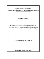 Nghiên cứu mối quan hệ các yếu tố cấu thành giá trị thương hiệu du lịch 