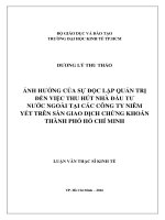 Ảnh hưởng của sự độc lập quản trị đến việc thu hút nhà đầu tư nước ngoài tại các công ty niêm yết trên sàn giao dịch chứng khoán thành phố hồ chí minh 