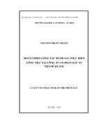 Hoàn thiện công tác đánh giá thực hiện công việc tại Công ty Cổ phần Đầu tư Thành Quang (LV thạc sĩ)