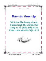Báo cáo thực tập kế toán tiền lương và các khoản phải trích theo lương tại công ty cổ phần đầu tư và phát triển nhà Hà nội số 27