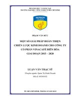 Một số giải pháp hoàn thiện chiến lược kinh doanh cho công ty cổ phần VINACAFÉ Biên Hòa giai đoạn 2015 - 2020