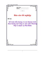 Kế toán tiền lương và các khoản phải trích theo lương và các khoản trích theo lương tại công ty sản xuất thương mại và dịch vụ Phú Bình