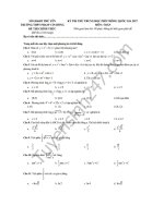Đề thi thử THPTQG môn Toán trắc nghiệm 2017  THPT Phạm Văn Đồng