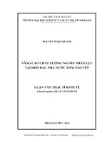 Nâng cao chất lượng nguồn nhân lực tại kho bạc nhà nước Thái Nguyên