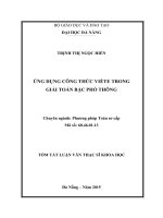 Ứng dụng công thức viète trong giải toán bậc phổ thông 