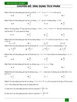 Ngân hàng câu hỏi trắc nghiệm (Đã thẩm định  Các trường nộp Sở)  ỨNG DỤNG TÍCH PHÂN  FILE WORD  CÓ ĐÁP ÁN